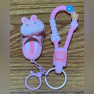 Pink Bunny Shoe & Lanyard Keychain